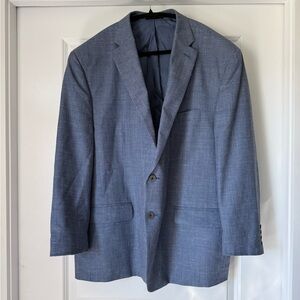 Lauren Ralph Lauren Blazer Mens 50R Blue Check Wool Silk Linen Sport Coat